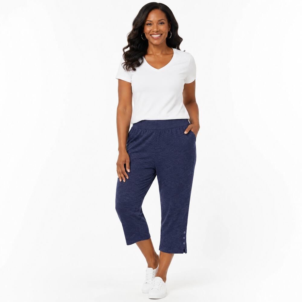 Isaac Mizrahi Live! Bridgehampton Petite Knit Capri Pants Blue Size PL NWT